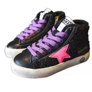 Lola + The Boys Pink & Black High Top Sherpa Sneaker